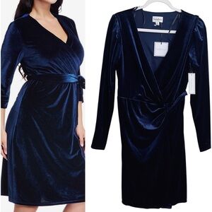 Premier Amour NWT Dark Navy True Wrap Long Sleeve‎ Belted Dress Size 6